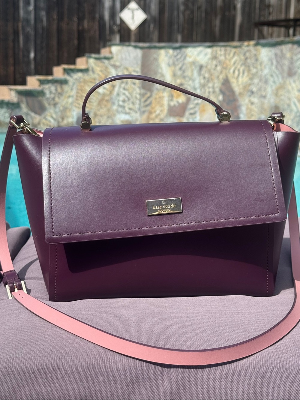 Kate Spade Magnolia Park Large Laurel Satchel Moody Plum Leather Crossbody
VGUC
